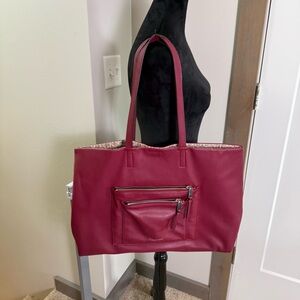 Calvin Klein Emery Reversible‎ Tote Bag Purse Large Laptop Red Wine Burgundy